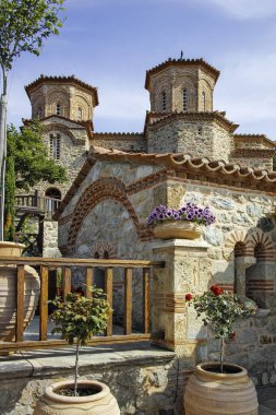 Meteora Manastırları, Teselya, Yunanistan 'ın Bahar Panoramik Manastırı