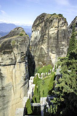 Meteora Manastırları, Teselya, Yunanistan 'ın Bahar Panoramik Manastırı