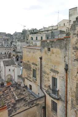 Matera 'nın muhteşem manzarası, Basilicata Bölgesi, İtalya