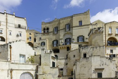 Matera 'nın muhteşem manzarası, Basilicata Bölgesi, İtalya