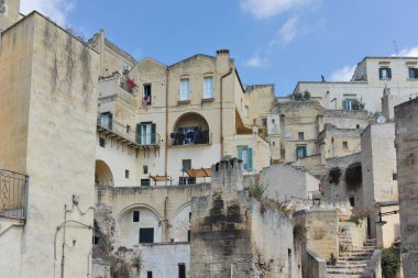 Matera 'nın muhteşem manzarası, Basilicata Bölgesi, İtalya