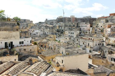 Matera 'nın muhteşem manzarası, Basilicata Bölgesi, İtalya