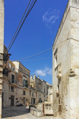 Matera 'nın muhteşem manzarası, Basilicata Bölgesi, İtalya