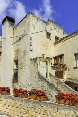 Matera 'nın muhteşem manzarası, Basilicata Bölgesi, İtalya