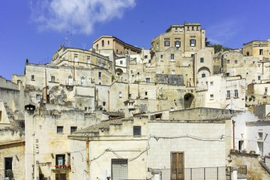 Matera 'nın muhteşem manzarası, Basilicata Bölgesi, İtalya