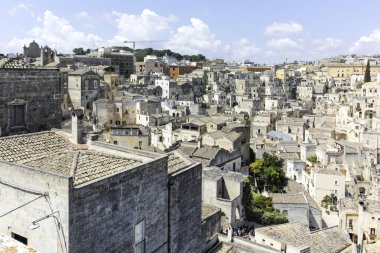Matera 'nın muhteşem manzarası, Basilicata Bölgesi, İtalya