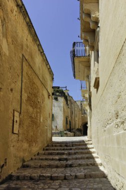 Matera 'nın muhteşem manzarası, Basilicata Bölgesi, İtalya