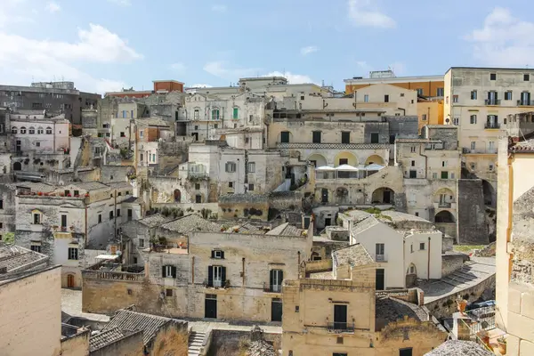 Matera 'nın muhteşem manzarası, Basilicata Bölgesi, İtalya