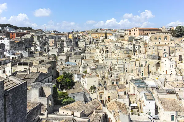 Matera 'nın muhteşem manzarası, Basilicata Bölgesi, İtalya