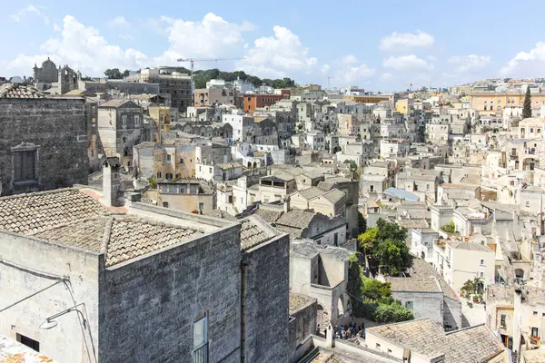 Matera 'nın muhteşem manzarası, Basilicata Bölgesi, İtalya