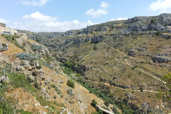 Matera 'nın muhteşem manzarası, Basilicata Bölgesi, İtalya