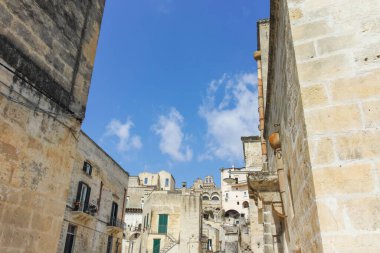Matera 'nın muhteşem manzarası, Basilicata Bölgesi, İtalya