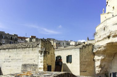 Matera 'nın muhteşem manzarası, Basilicata Bölgesi, İtalya