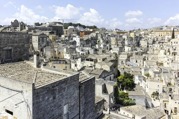 Matera 'nın muhteşem manzarası, Basilicata Bölgesi, İtalya