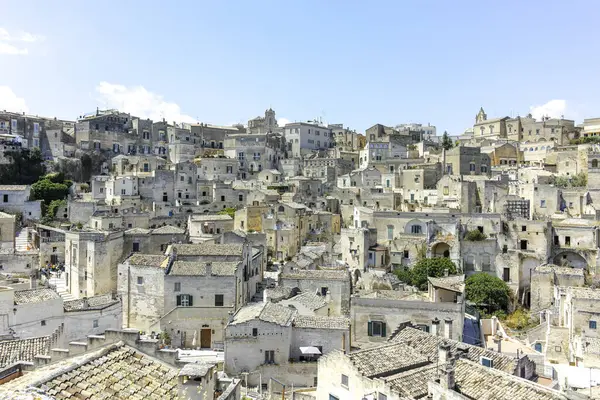 Matera 'nın muhteşem manzarası, Basilicata Bölgesi, İtalya