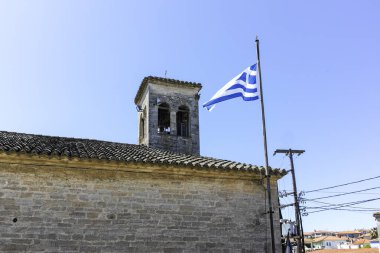 Afytos, Kassandra, Chalkidiki, Orta Makedonya ve Yunanistan 'ın Tarihi Kenti Panorama