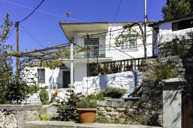 Afytos, Kassandra, Chalkidiki, Orta Makedonya ve Yunanistan 'ın Tarihi Kenti Panorama