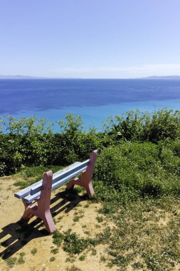 Afytos, Kassandra, Chalkidiki, Orta Makedonya ve Yunanistan 'ın Tarihi Kenti Panorama