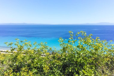 Afytos, Kassandra, Chalkidiki, Orta Makedonya ve Yunanistan 'ın Tarihi Kenti Panorama