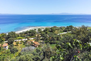 Afytos, Kassandra, Chalkidiki, Orta Makedonya ve Yunanistan 'ın Tarihi Kenti Panorama