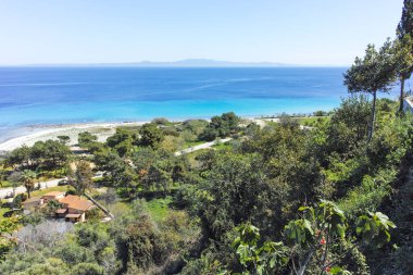 Afytos, Kassandra, Chalkidiki, Orta Makedonya ve Yunanistan 'ın Tarihi Kenti Panorama