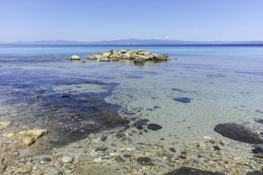 Afytos, Kassandra, Chalkidiki, Orta Makedonya ve Yunanistan 'ın Tarihi Kenti Panorama