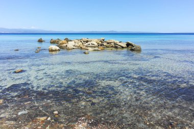 Afytos, Kassandra, Chalkidiki, Orta Makedonya ve Yunanistan 'ın Tarihi Kenti Panorama