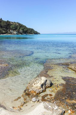 Afytos, Kassandra, Chalkidiki, Orta Makedonya ve Yunanistan 'ın Tarihi Kenti Panorama