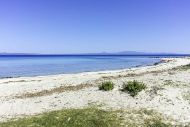 Afytos, Kassandra, Chalkidiki, Orta Makedonya ve Yunanistan 'ın Tarihi Kenti Panorama