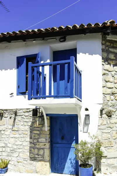 Afytos, Kassandra, Chalkidiki, Orta Makedonya ve Yunanistan 'ın Tarihi Kenti Panorama