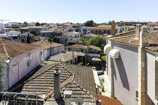 Afytos, Kassandra, Chalkidiki, Orta Makedonya ve Yunanistan 'ın Tarihi Kenti Panorama