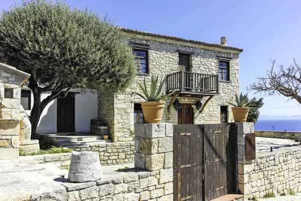 Afytos, Kassandra, Chalkidiki, Orta Makedonya ve Yunanistan 'ın Tarihi Kenti Panorama