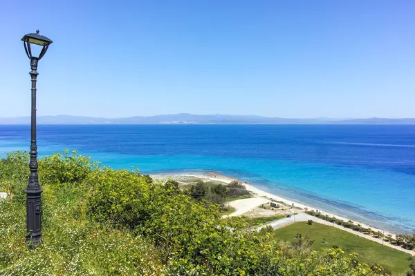 Afytos, Kassandra, Chalkidiki, Orta Makedonya ve Yunanistan 'ın Tarihi Kenti Panorama