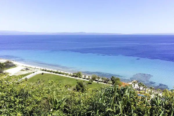 Afytos, Kassandra, Chalkidiki, Orta Makedonya ve Yunanistan 'ın Tarihi Kenti Panorama