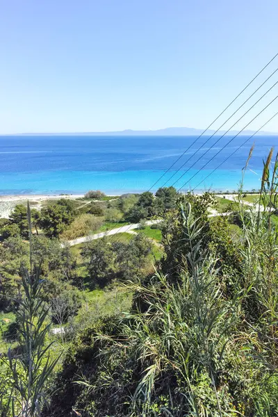 Afytos, Kassandra, Chalkidiki, Orta Makedonya ve Yunanistan 'ın Tarihi Kenti Panorama