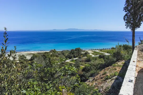 Afytos, Kassandra, Chalkidiki, Orta Makedonya ve Yunanistan 'ın Tarihi Kenti Panorama