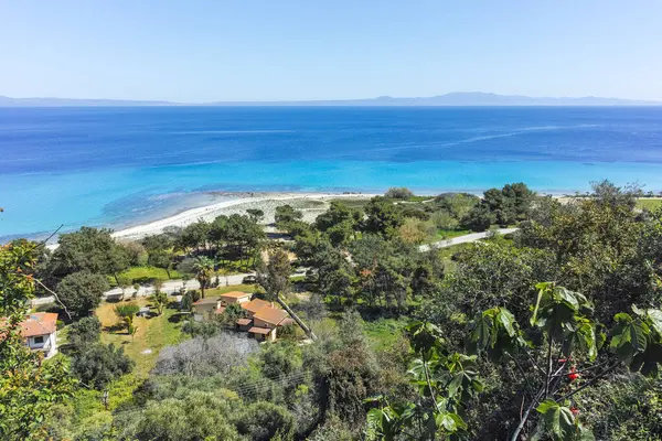 Afytos, Kassandra, Chalkidiki, Orta Makedonya ve Yunanistan 'ın Tarihi Kenti Panorama