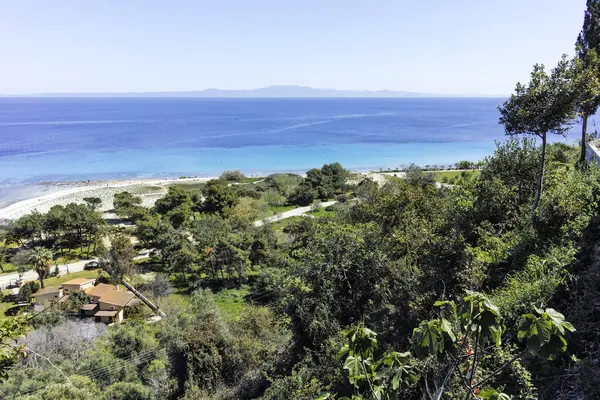 Afytos, Kassandra, Chalkidiki, Orta Makedonya ve Yunanistan 'ın Tarihi Kenti Panorama