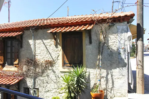 Afytos, Kassandra, Chalkidiki, Orta Makedonya ve Yunanistan 'ın Tarihi Kenti Panorama