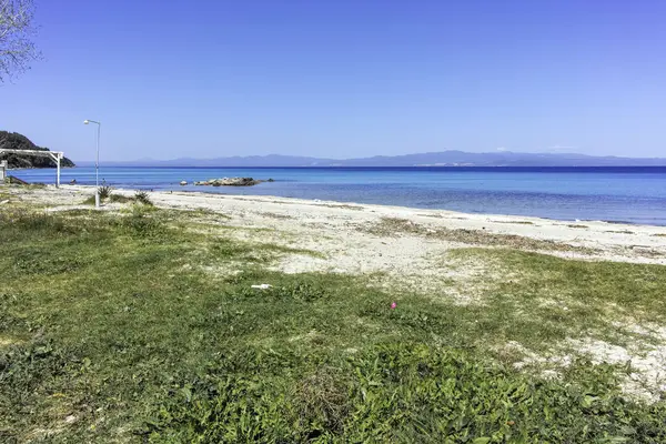 Afytos, Kassandra, Chalkidiki, Orta Makedonya ve Yunanistan 'ın Tarihi Kenti Panorama