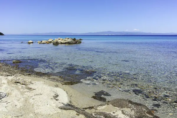 Afytos, Kassandra, Chalkidiki, Orta Makedonya ve Yunanistan 'ın Tarihi Kenti Panorama
