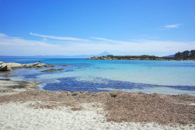 Karydi Sahili yakınlarındaki Sithonia kıyı şeridi, Chalkidiki, Orta Makedonya, Yunanistan