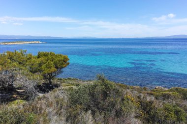 Karydi Sahili yakınlarındaki Sithonia kıyı şeridi, Chalkidiki, Orta Makedonya, Yunanistan