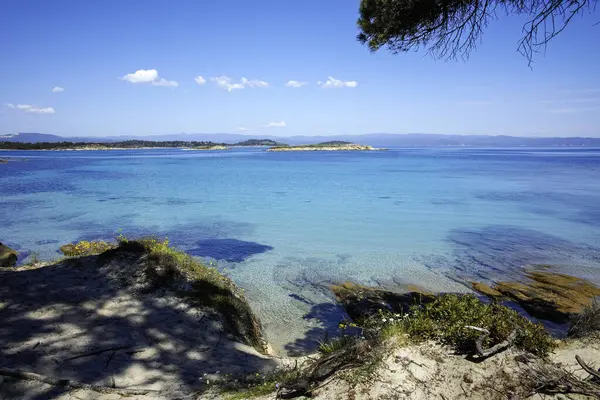 Karydi Sahili yakınlarındaki Sithonia kıyı şeridi, Chalkidiki, Orta Makedonya, Yunanistan