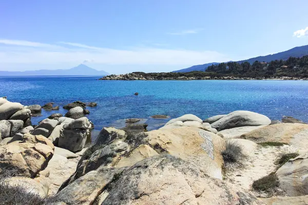 Karydi Sahili yakınlarındaki Sithonia kıyı şeridi, Chalkidiki, Orta Makedonya, Yunanistan