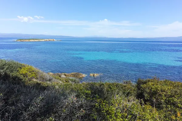 Karydi Sahili yakınlarındaki Sithonia kıyı şeridi, Chalkidiki, Orta Makedonya, Yunanistan