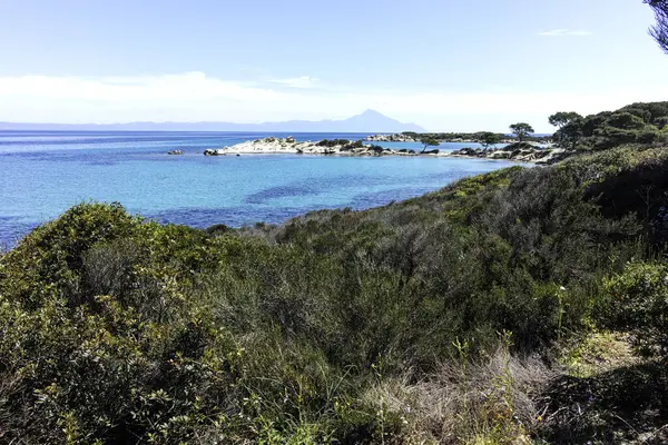 Karydi Sahili yakınlarındaki Sithonia kıyı şeridi, Chalkidiki, Orta Makedonya, Yunanistan