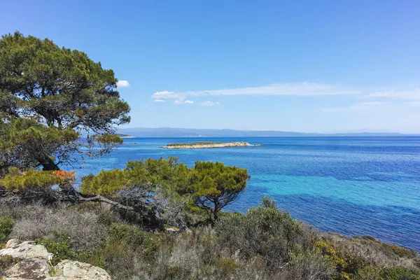 Karydi Sahili yakınlarındaki Sithonia kıyı şeridi, Chalkidiki, Orta Makedonya, Yunanistan