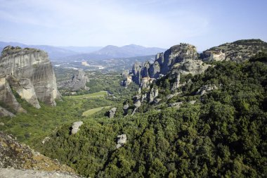 Meteora Manastırları, Teselya, Yunanistan 'ın Bahar Panoramik Manastırı