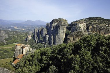 Meteora Manastırları, Teselya, Yunanistan 'ın Bahar Panoramik Manastırı